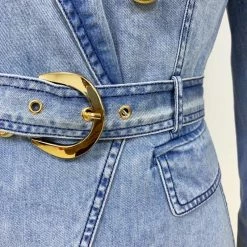 Jessica Bara Davian Belted Denim Blazer Reve Doll Essentials