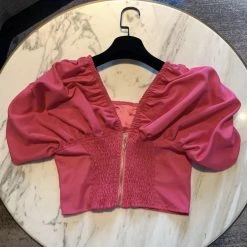 Summer Lovin' Jessica Bara Olenna Puff Sleeve Crop Top