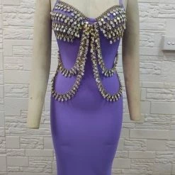 Jessica Bara Mona Bandage Crystal Midi Dress The Event Shop