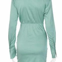 Jessica Bara Nikki Long Sleeve Draping Mini Dress Birthday Suit