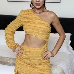 Jessica Bara Brandon One Shoulder Cut Out Mini Dress