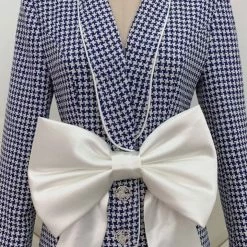 Jessica Bara Bowery Long Sleeve Plaid Bowknot Romper Birthday Suit
