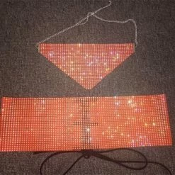 Masks Tyler Rhinestone Mask And Crop Top Two Piece Set