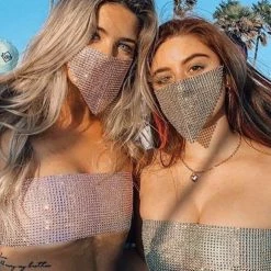 Masks Tyler Rhinestone Mask And Crop Top Two Piece Set