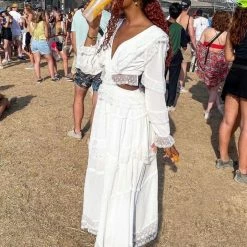 Influencer Style Jessica Bara Dawnelle Long Sleeve Cut Out Maxi Dress