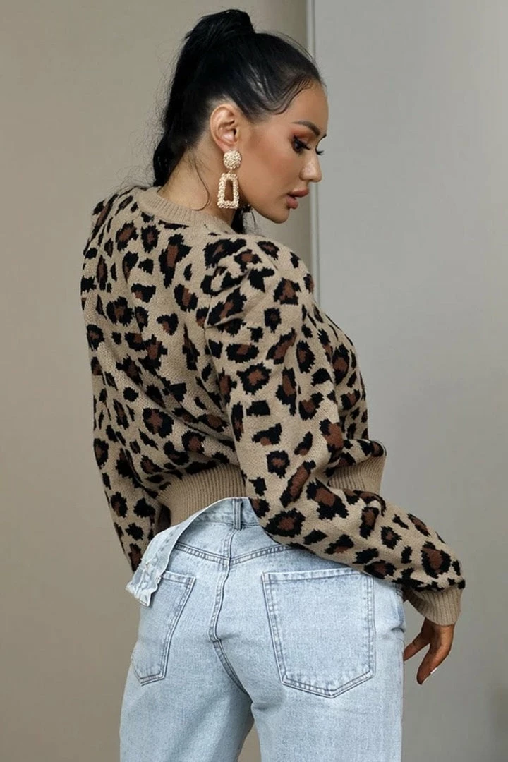 Jessica Bara Kendall Leopard Puff Sleeve Sweater Reve Doll Essentials