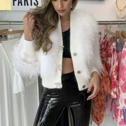 Jessica Bara Dolores Bow Button Fur Jacket Influencer Style