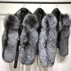 Jessica Bara Valentina Leather & Fur Cropped Jacket