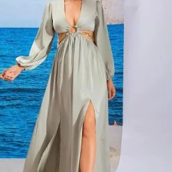 Jessica Bara Clarke Long Sleeve Maxi Dress
