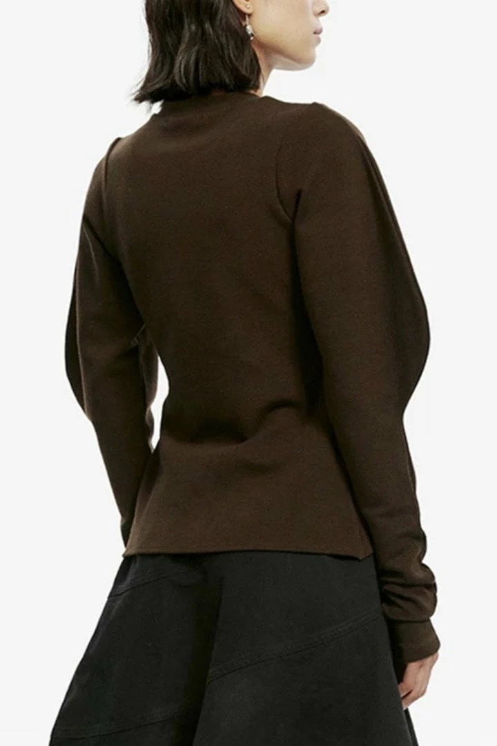 Jessica Bara Isaias Long Puff Sleeve Knit Top