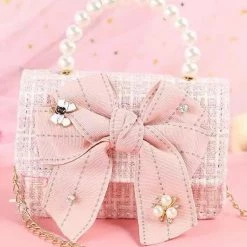 Reve Doll Essentials Jessica Bara Tiff Tweed Bow And Pearl Micro Crossbody Bag