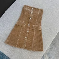 Jessica Bara Corrine Corduroy & Knitted Sweater Two Piece Set Dresses