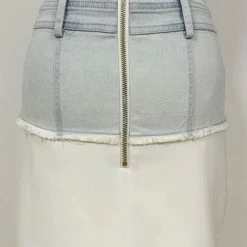 Jessica Bara Lyssa Denim Patchwork Skirt