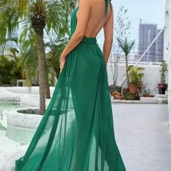 Jessica Bara Wallace Halter Neck Split Leg Maxi Dress