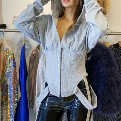 Influencer Style Jessica Bara Juliana Long Sleeve Corset Sweatshirt