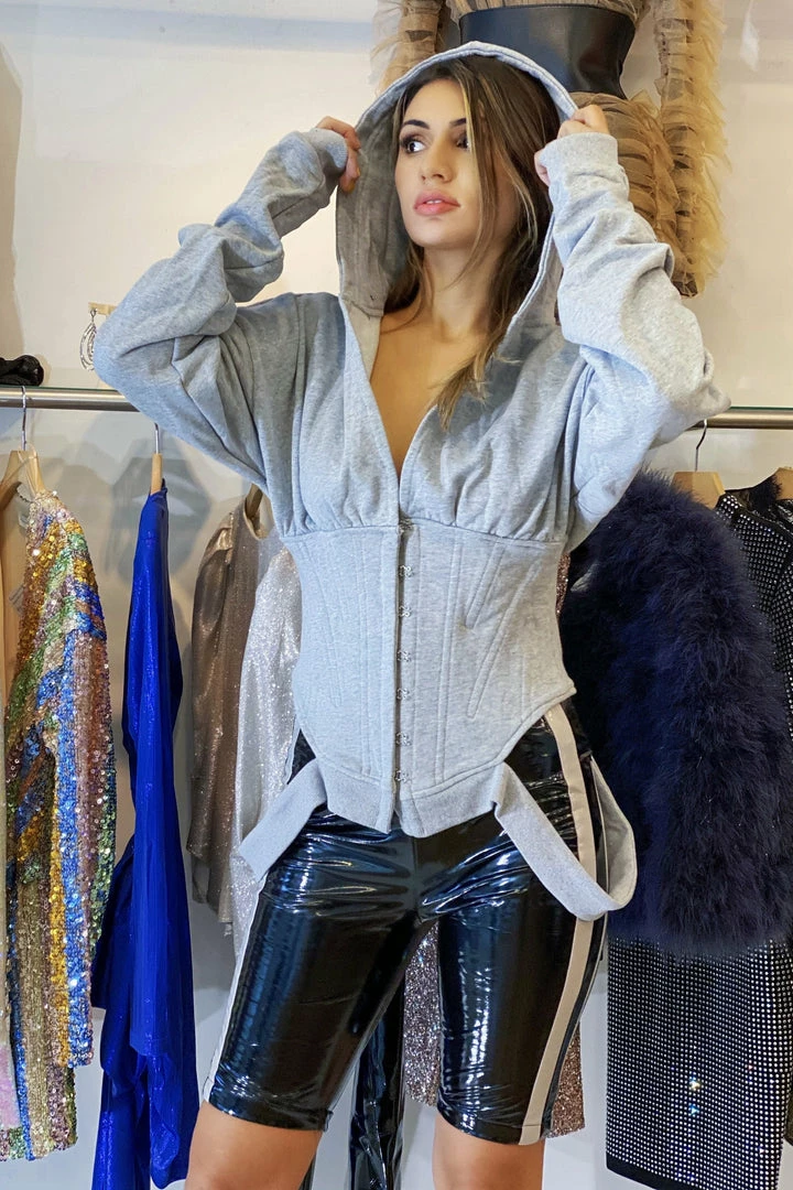 Influencer Style Jessica Bara Juliana Long Sleeve Corset Sweatshirt