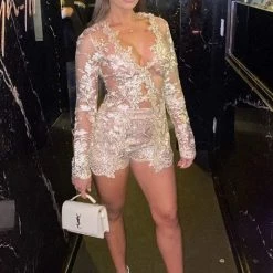 Jessica Bara Kyra Embroidery Blazer And Short Two Piece Set