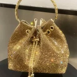 Jessica Bara Zenon Rhinestone Circular Bucket Purse