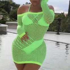 Jessica Bara Fiorella Fishnet Long Sleeve Cover Up Summer Lovin'