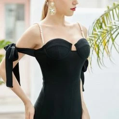 Jessica Bara Royal Pearl Strap Off The Shoulder Jumpsuit Birthday Suit