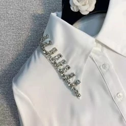 Reve Doll Essentials Jessica Bara Tedi Diamond Collar Button Down Shirt