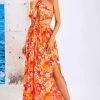 Jessica Bara Klara Floral Halter Cut Out Maxi Dress