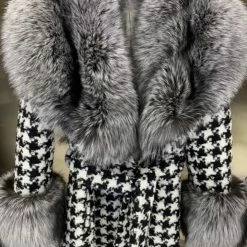 Jessica Bara Reign Houndstooth Fur Belted Coat Influencer Style