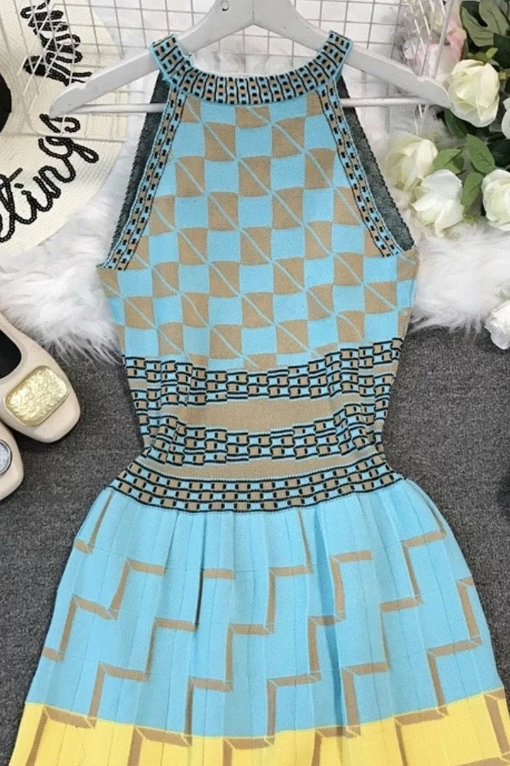 Jessica Bara Elliot High Neck Printed Midi Dress