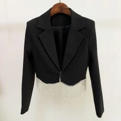 Influencer Style Jessica Bara Karter Fringe Blazer And Skirt Two Piece Set