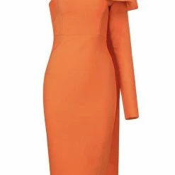 The Event Shop Jessica Bara Henrietta One Shoulder Bow Midi Dress