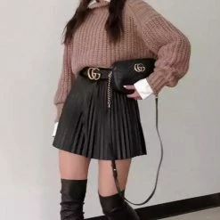 Influencer Style Jessica Bara Tara High Waisted Pleated Mini Skirt