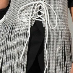 Bottoms Jessica Bara Lizbeth High-Waisted Rhinestone Mini Skirt