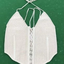 Jessica Bara Mariam Lace Up Strappy Halter Top