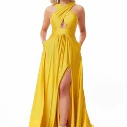 Atria Criss Cross Leg Slit Gown The Event Shop