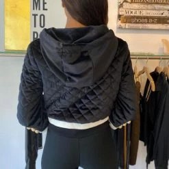 Jessica Bara Charlie Quilted Velvet Gold Button Jacket