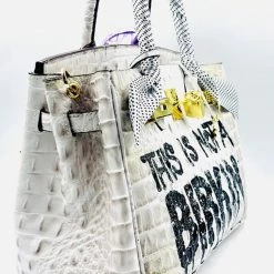 Anca Barbu Handpainted Not A Birkin Croc Handbag