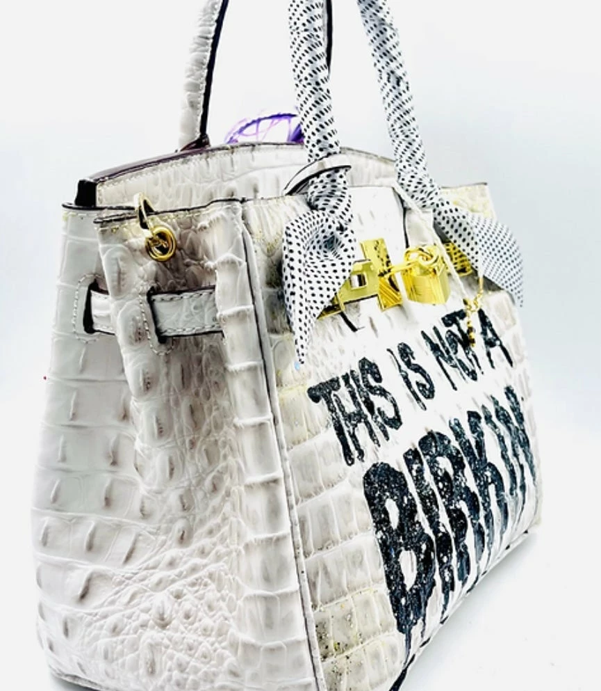Anca Barbu Handpainted Not A Birkin Croc Handbag