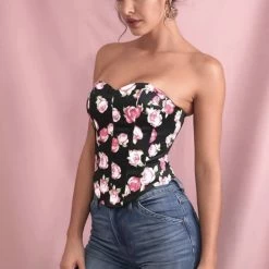 Summer Lovin' Jessica Bara Devyn Strapless Floral Corset Top