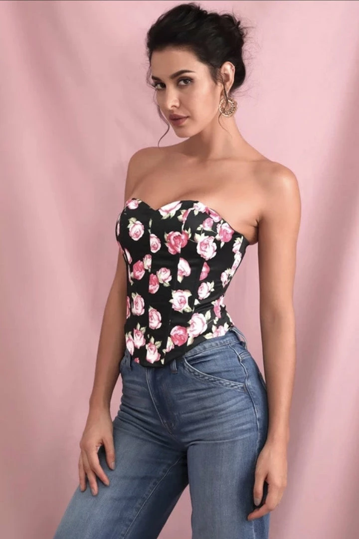 Summer Lovin' Jessica Bara Devyn Strapless Floral Corset Top