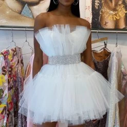 Best Sellers Jessica Bara Fleur Strapless Tulle Mini Dress
