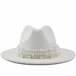 Jessica Bara Antonella Wool Felt And Pearl Short Brim Hat