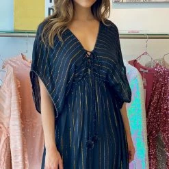 Summer Lovin' America And Beyond Metallic Striped Kimono