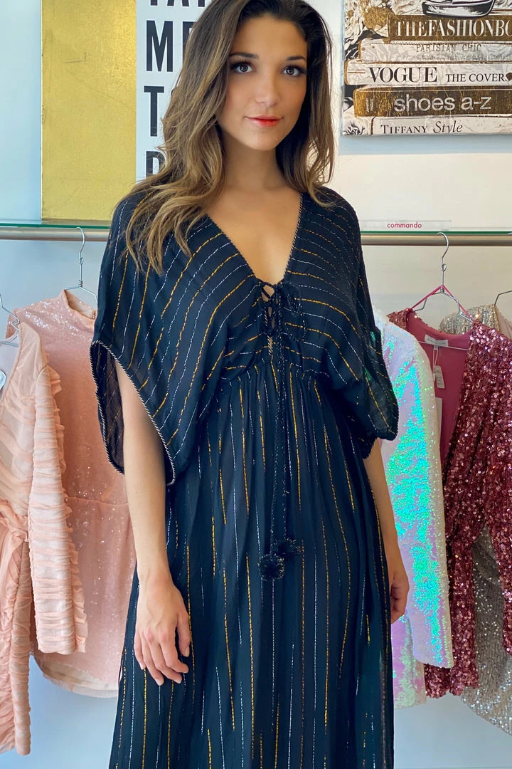 Summer Lovin' America And Beyond Metallic Striped Kimono