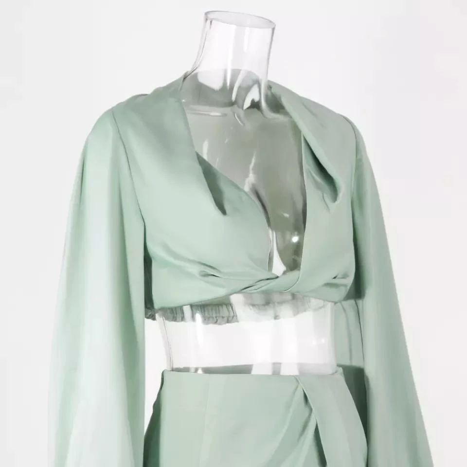 Jessica Bara Radika Long Sleeve Crop Top And Maxi Skirt Two Piece Set Summer Lovin'