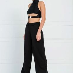 Tops Jessica Bara Jade Sleeveless Buckle Waist Crop Top