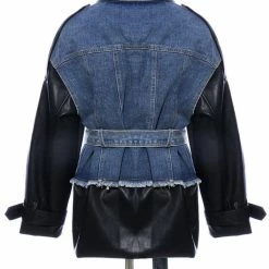 Jessica Bara Kasia Faux Leather And Denim Jacket Reve Doll Essentials