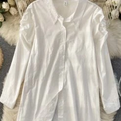 The Denim Destination Jessica Bara Jaggy Long Sleeve Button Down Denim Shirt Dress