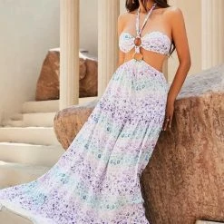 Jessica Bara Ellery Halter Cut Out Maxi Dress