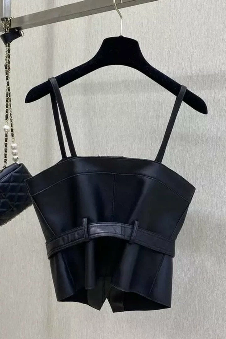 Birthday Suit Jessica Bara Anton Leather Zipper Crop Top