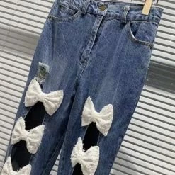 Jessica Bara Kiera Bowknot Cut Out Denim Jeans The Denim Destination